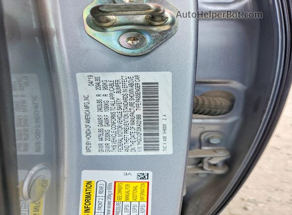 1HGCV2F33KA021869 2019 HONDA ACCORD Silver Vista del compartimento del motor