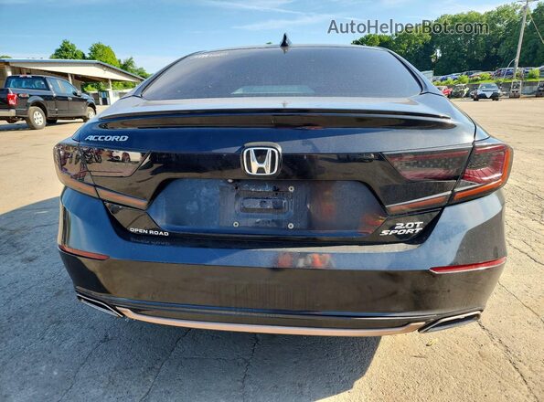 1HGCV2F34JA047282 2018 HONDA ACCORD Black Вид ззаду