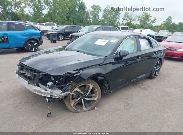 1HGCV2F34JA051672 2018 HONDA ACCORD Black Передня ліва чверть