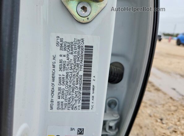 1HGCV2F34KA023632 2019 HONDA ACCORD White Engine compartment view
