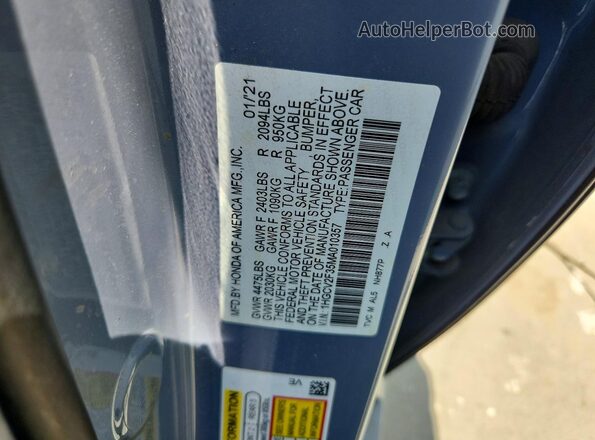 1HGCV2F35MA010357 2021 HONDA ACCORD Blue Widok komory silnika
