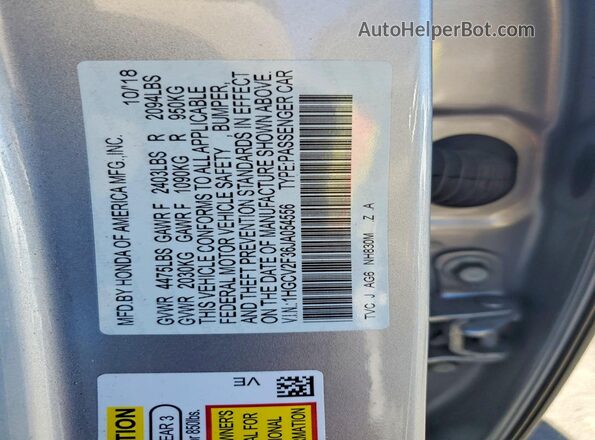 1HGCV2F36JA054556 2018 HONDA ACCORD Серебряный Вид подкапотного пространства