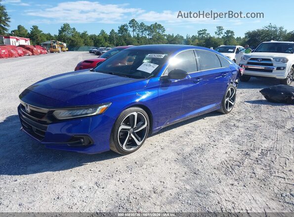 1HGCV2F37MA012739 2021 HONDA ACCORD Blue Передня ліва чверть