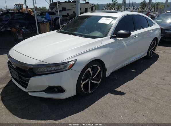 1HGCV2F38MA028027 2021 HONDA ACCORD White წინა მარცხენა ხედი სამი მეოთხედიდან