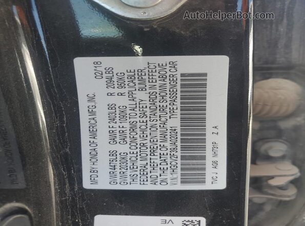 1HGCV2F39JA020241 2018 HONDA ACCORD Black Vista del compartimento del motor