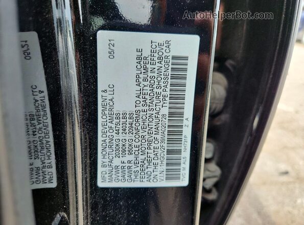 1HGCV2F39MA020728 2021 HONDA ACCORD Black Vista del compartimento del motor