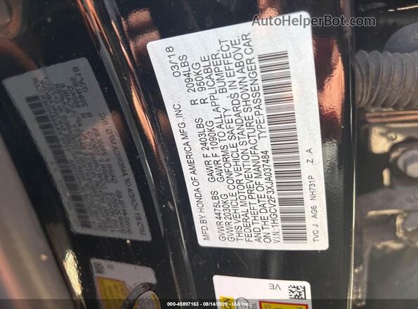 1HGCV2F3XJA037484 2018 HONDA ACCORD  Engine compartment view