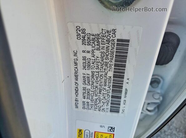 1HGCV2F57LA016354 2020 HONDA ACCORD White Вид підкапотного простору