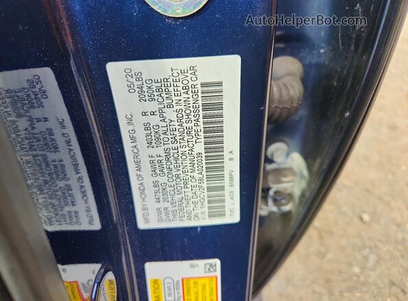 1HGCV2F58LA020039 2020 HONDA ACCORD Blue Widok komory silnika