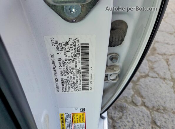1HGCV2F62JA037974 2018 HONDA ACCORD White Widok komory silnika