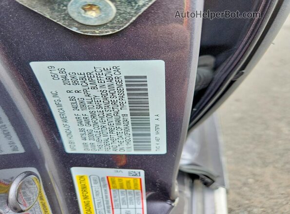 1HGCV2F90KA024118 2019 HONDA ACCORD Серый Вид подкапотного пространства