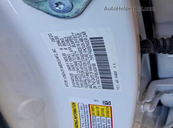 1HGCV2F95LA030188 2020 HONDA ACCORD White Вид підкапотного простору