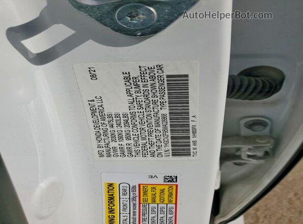 1HGCV2F95MA026868 2021 HONDA ACCORD White უკანა სალონის ხედი