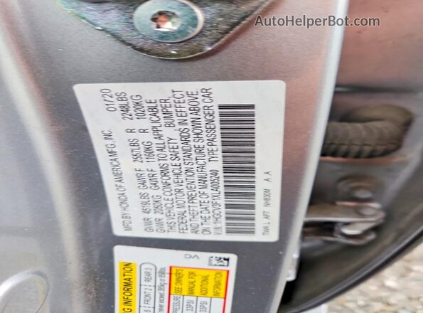1HGCV3F1XLA005240 2020 HONDA ACCORD Silver Շարժիչի բաժամունքի տեսք