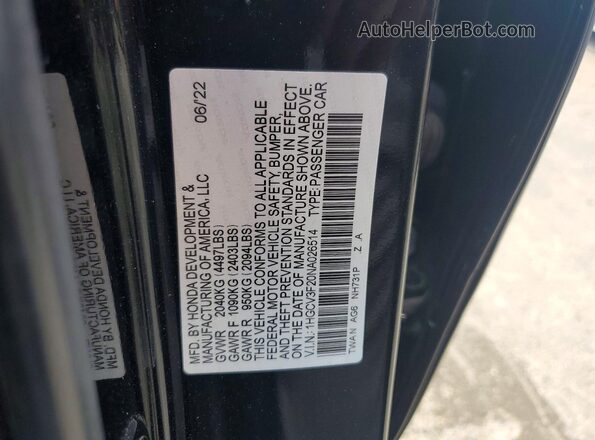 1HGCV3F20NA026514 2022 HONDA ACCORD Черный Вид подкапотного пространства