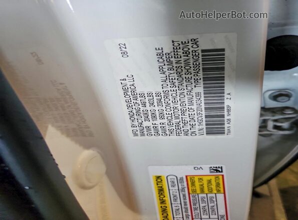 1HGCV3F20NA034399 2022 HONDA ACCORD White Widok komory silnika