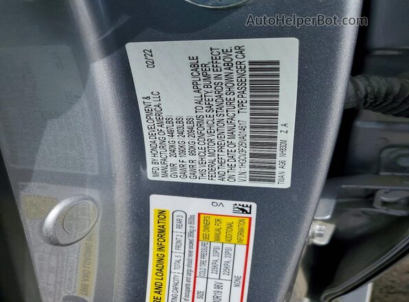 1HGCV3F25NA014617 2022 HONDA ACCORD Silver Շարժիչի բաժամունքի տեսք