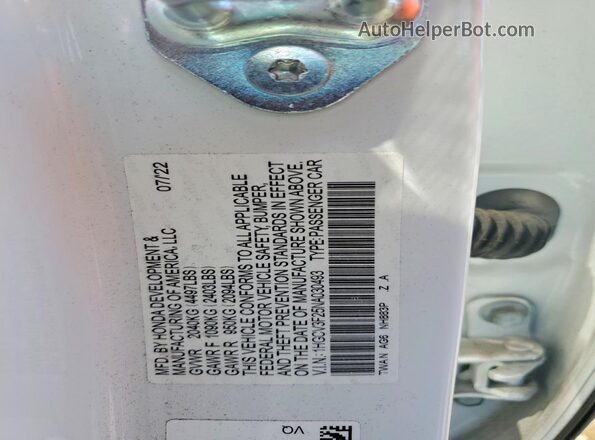 1HGCV3F25NA030493 2022 HONDA ACCORD Белый Вид подкапотного пространства