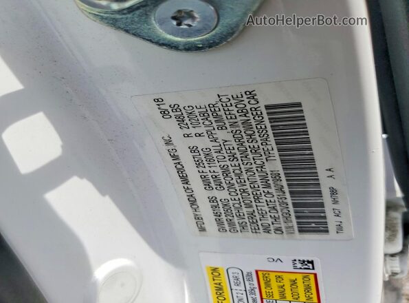 1HGCV3F51JA009581 2018 HONDA ACCORD Белый Вид наклейки с VIN-кодом
