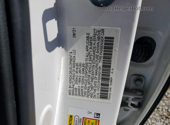 1HGCV3F52MA021081 2021 HONDA ACCORD White Widok komory silnika