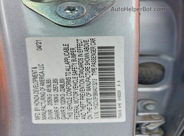1HGCV3F58MA013213 2021 HONDA ACCORD Silver ძრავის განყოფილების ხედი