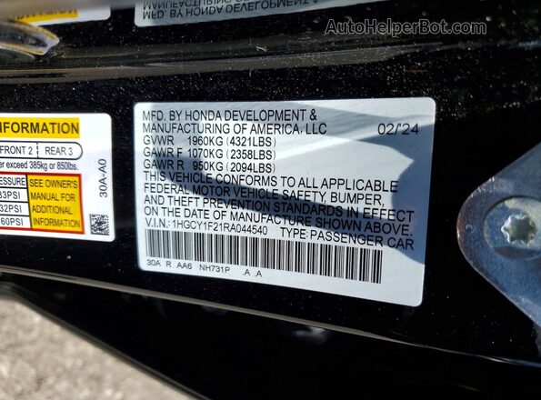 1HGCY1F21RA044540 2024 HONDA ACCORD Black Вид підкапотного простору