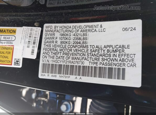 1HGCY1F21RA076730 2024 HONDA ACCORD Черный Вид подкапотного пространства