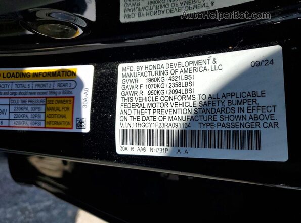 1HGCY1F23RA091164 2024 HONDA ACCORD Black Vista del compartimento del motor