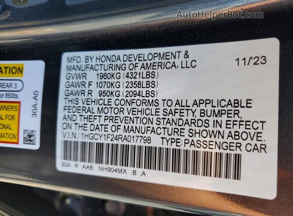 1HGCY1F24RA017798 2024 HONDA ACCORD Серебряный Вид подкапотного пространства
