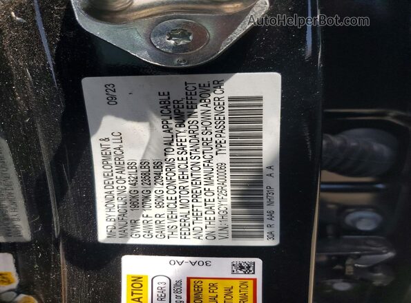 1HGCY1F25RA000069 2024 HONDA ACCORD Black Շարժիչի բաժամունքի տեսք