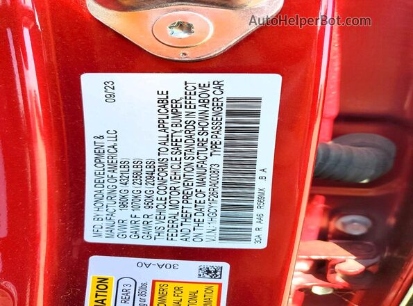 1HGCY1F26RA000873 2024 HONDA ACCORD Красный Вид подкапотного пространства