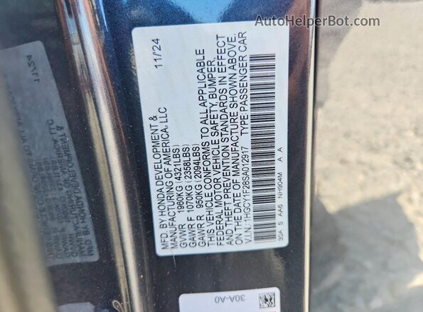 1HGCY1F28SA012917 2025 HONDA ACCORD Gray VIN კოდის სტიკერის ხედი