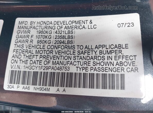 1HGCY1F29PA048753 2023 HONDA ACCORD Gray Widok komory silnika
