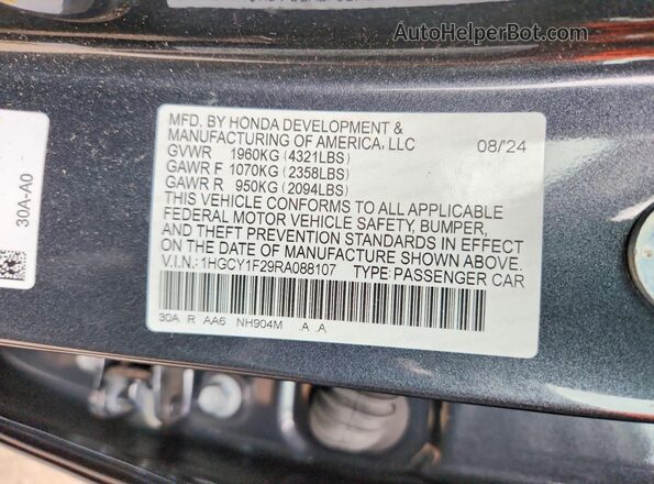 1HGCY1F29RA088107 2024 HONDA ACCORD Gray VIN sticker view