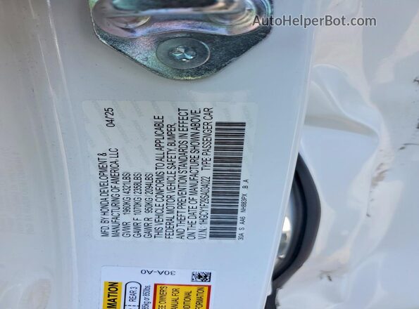 1HGCY1F29SA034022 2025 HONDA ACCORD White ძრავის განყოფილების ხედი