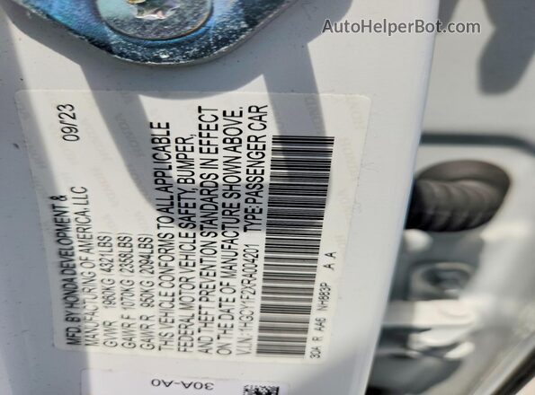 1HGCY1F2XRA004201 2024 HONDA ACCORD White Вид підкапотного простору