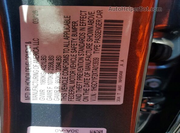 1HGCY1F2XTA013939 2026 HONDA ACCORD Gray ძრავის განყოფილების ხედი
