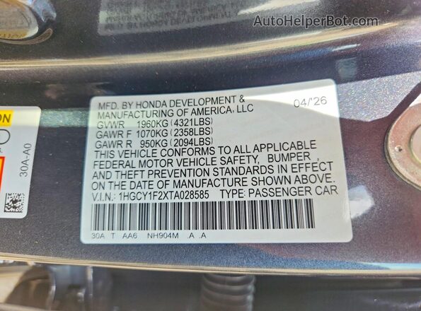 1HGCY1F2XTA028585 2026 HONDA ACCORD Gray 