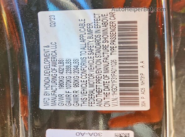 1HGCY1F31PA011026 2023 HONDA ACCORD Black Вид підкапотного простору