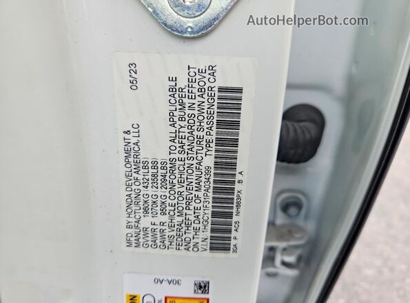 1HGCY1F31PA034399 2023 HONDA ACCORD White ძრავის განყოფილების ხედი