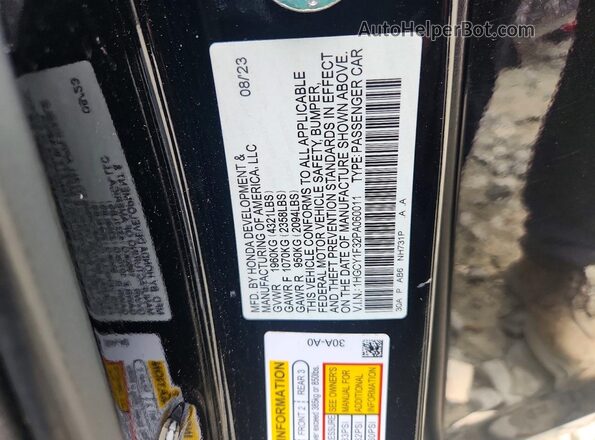 1HGCY1F32PA060011 2023 HONDA ACCORD Black Widok komory silnika