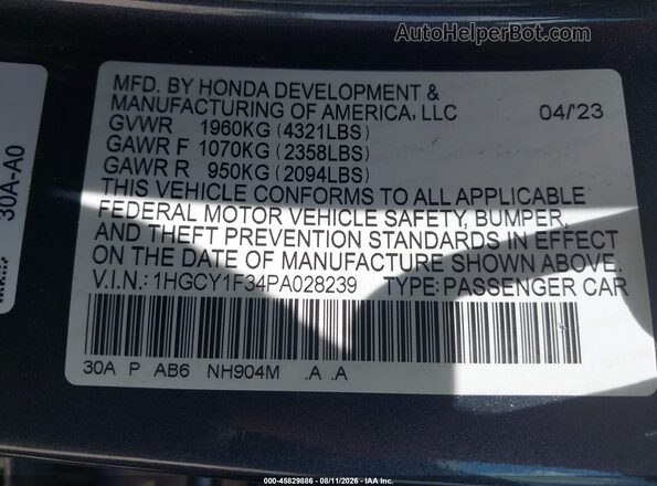 1HGCY1F34PA028239 2023 HONDA ACCORD Серый Вид подкапотного пространства