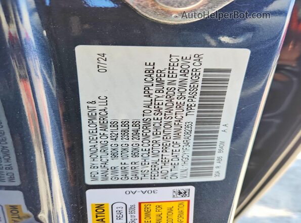 1HGCY1F34RA082353 2024 HONDA ACCORD Blue Вид підкапотного простору
