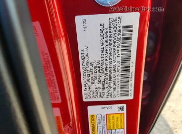 1HGCY1F35RA019780 2024 HONDA ACCORD Red Vista del compartimento del motor
