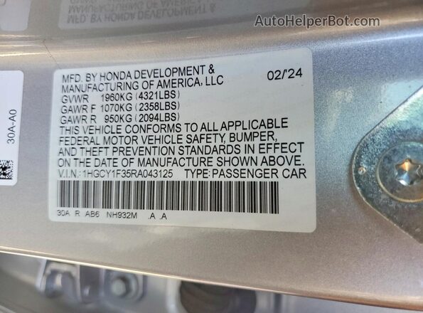1HGCY1F35RA043125 2024 HONDA ACCORD Silver Widok komory silnika