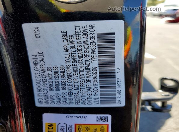 1HGCY1F35RA082202 2024 HONDA ACCORD Black Vista de la etiqueta del VIN