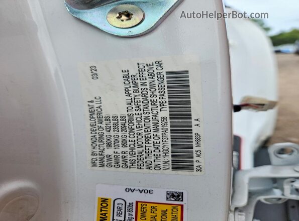 1HGCY1F37PA019258 2023 HONDA ACCORD White ძრავის განყოფილების ხედი