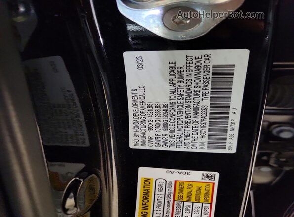 1HGCY1F37PA022323 2023 HONDA ACCORD Black Շարժիչի բաժամունքի տեսք