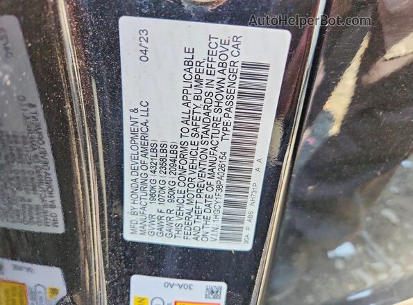 1HGCY1F38PA026154 2023 HONDA ACCORD Black ძრავის განყოფილების ხედი