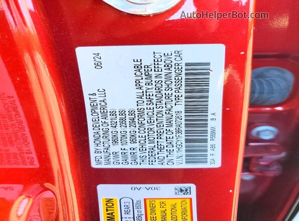 1HGCY1F38RA072618 2024 HONDA ACCORD Red Vista del compartimento del motor